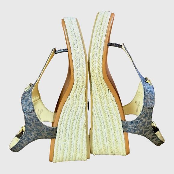 MICHAEL KORS LaneyEspadrille Thongs MKSignature Jute WedgeSlingbacks Sandals - Picture 6 of 10